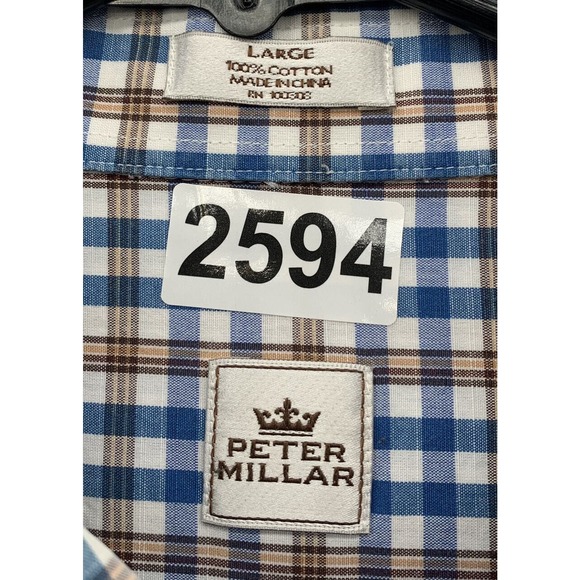 Peter Millar Button Up Shirt Mens Large L Check Plaid Golf Preppy School Comfort - Picture 13 of 13